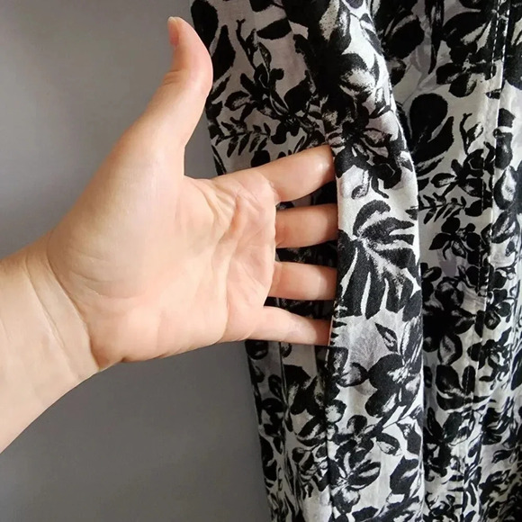 BRIGGS Linen Floral Tropical Knee Length Sleeveless Dress Pockets SZ Large - Picture 6 of 9